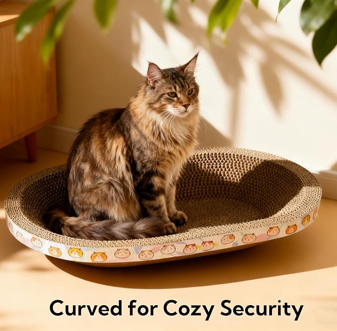 5 Pack Large Cat Scratcher Cardboard, Oval Cat Scratcher Bed Cat Scratch Pad Board Lounge Couch for Indoor Cats Bowl Shaped Cat Scratching Post Nest for Cats Grinding Claw Furniture Protector