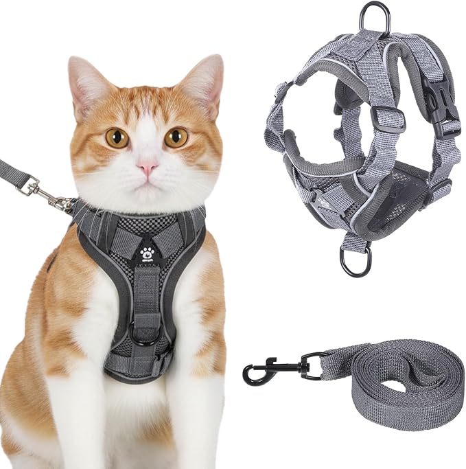Cat Chest Harness and Leash Adjustable Mesh Cat Leash and Chest Harness Set Soft Breathable Anti Escape Vest Harnesses Cats Walking Jacket for All Types Cats Puppies Rabbits