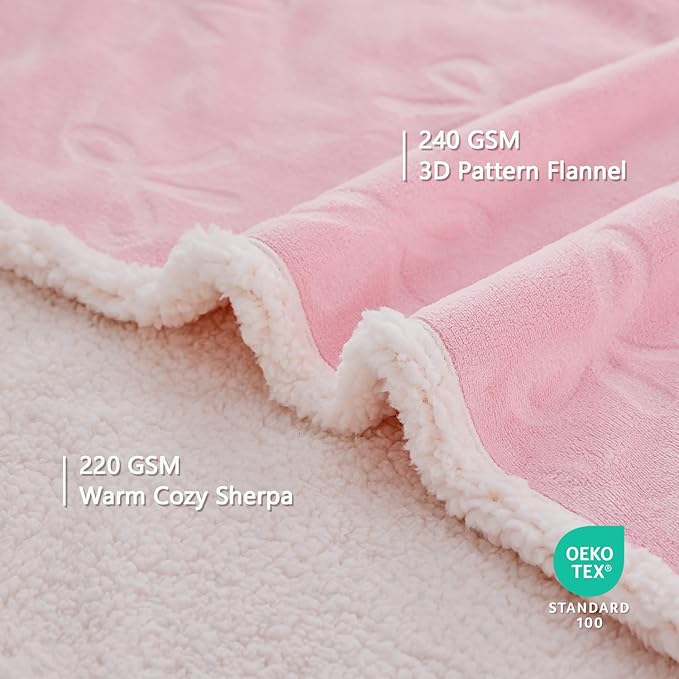 Qeils 1 Pack 3 Dog Blankets for Small Dogs - 3 pcs Waterproof Dog Blanket Washable - Soft Sherpa Fleece Puppy Blanket for Kitten Doggy, Warm Cat Blankets for Indoor Cats, 16"X23", Pink Bows