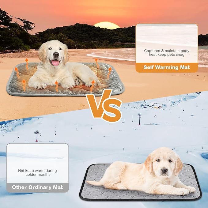 Tujoe 4 Pack Self Warming Cat Mat Self Heating Cat Pad Warm Thermal Pet Bed Washable Dog Crate Pad Body Heat Dog Bed Mat Blanket Non Slip Bottom for Outdoor Indoor Pets