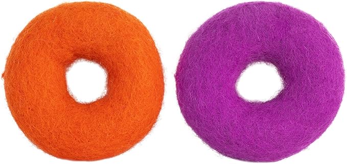 Mad Cat Wacky Wool Rings with Catnip and Silvervine Blend Natural Wool Fiber Cat Toys, Pack of 2