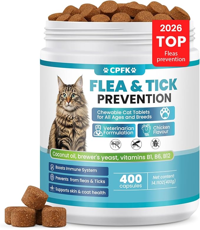 Chewable Flea Treatment for Cats Flea and Tick Prevention for Cats of All Breeds and Ages 400 Chewable