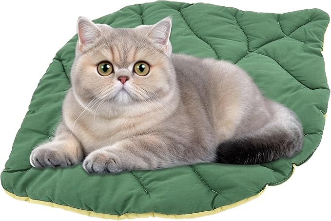 25.2 * 18.5 inch Pet Leaf Shaped Pad, Leaf Shaped Cotton Cats Bed Pad, Breathable Durable Easy to Clean, Cat Beds for Indoor, Cats Mat Bed for Cat and Small Dog Use in Floor,Sofa,Chair,Kennel