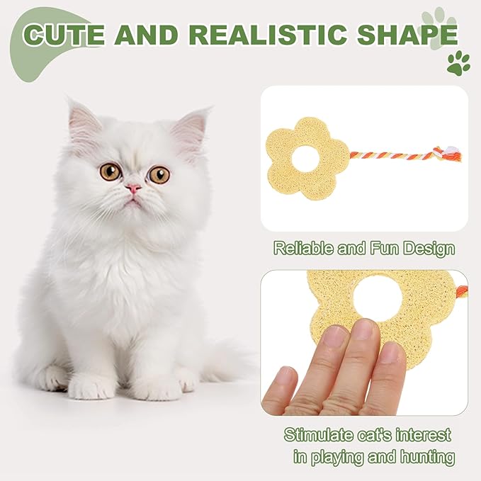Bite Resistant Catnip Playing, Durable and Interesting, Flower Shaped Cat Teeth Chew Playing Catnip Filled (Yellow White), Intended for Bedroom/Balcony/Living Room