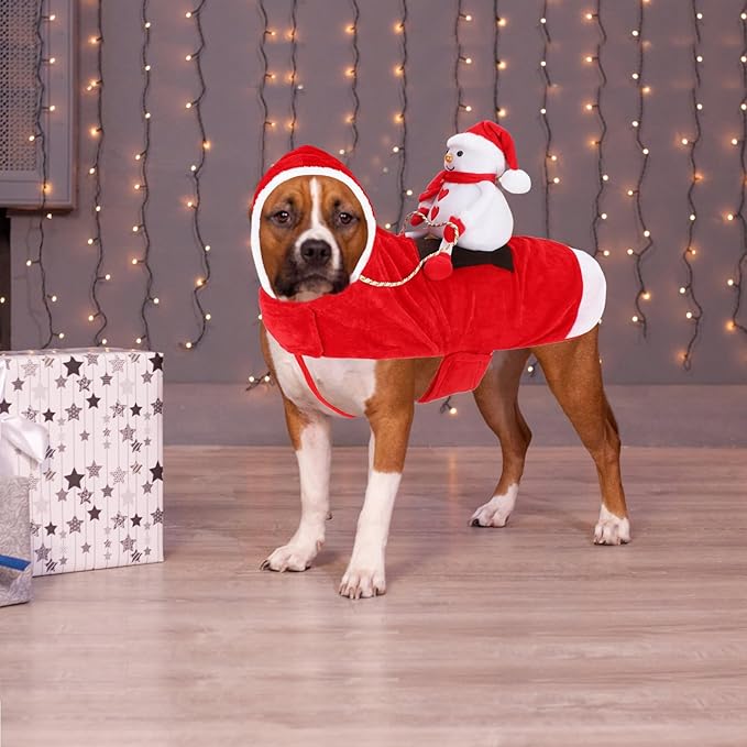 BWOGUE Santa Dog Costume Christmas Pet Clothes Santa Claus Riding Pet Cosplay Costumes Party Dressing up Dogs Cats Outfit for Small Medium Large Dogs Cats