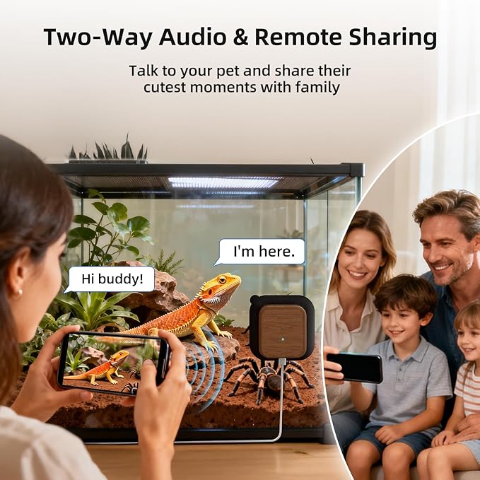 5MP Aquarium & Terrarium Camera, WiFi Pet Camera with Color Night Vision, Daily Time-Lapse Video, 120° Wide-Angle Anti-Glare Lens, AI Motion Alerts, Easy Magnetic Install for Fish, Reptiles, Insect