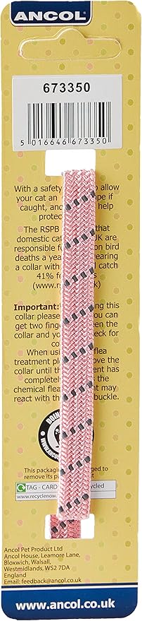 Ancol Reflective Softweave Elastic Cat Collar Pink