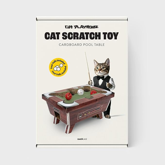 Suck UK - Interactive Cat Toy | Cat Toys for Indoor Cats Adult & Kitten Toys | Cardboard Scratcher | Scratching Board with Ball Toy for Play & Enrichment | Stop Cats Scratching Furniture - Pool Table