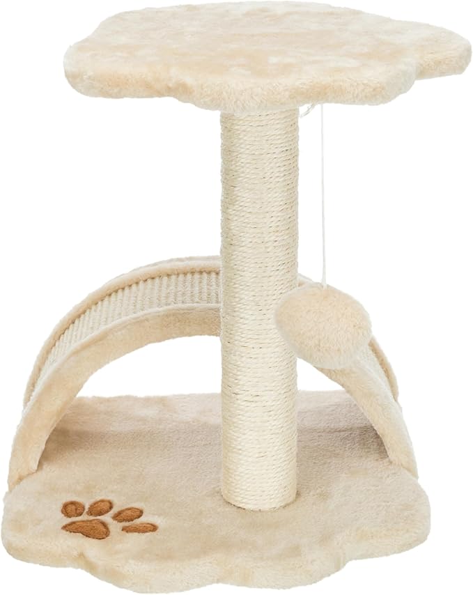 TRIXIE Vitoria 16.9-in Cat Tree for Kittens, Kitty Scratching Post, Sisal Covered Scratcher, Dangling Cat Toy, Beige