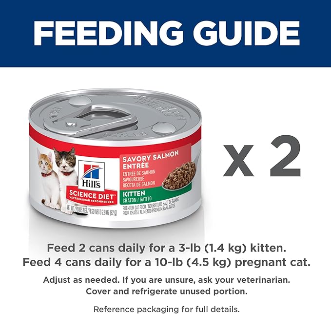Hill's Science Diet Kitten Wet Cat Food, Salmon, 2.9 oz. Cans, 24-Pack