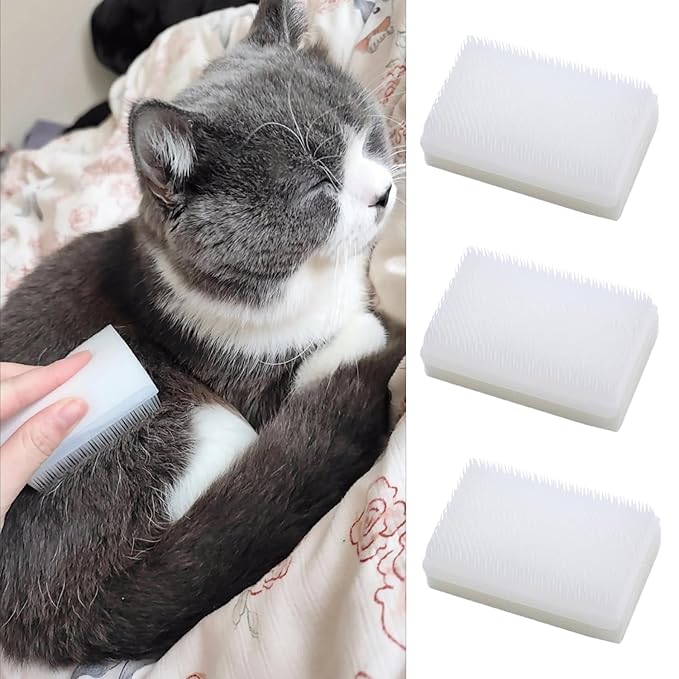 3 Pack Cat Grooming Brush Cat Bath Brush with Gentle Bristle Comforty Massage Brushes Double-Sided Cats Tongue Brushes for Old and Young Sensitive Cats Licking Pet Calming Enhancing Intimacy