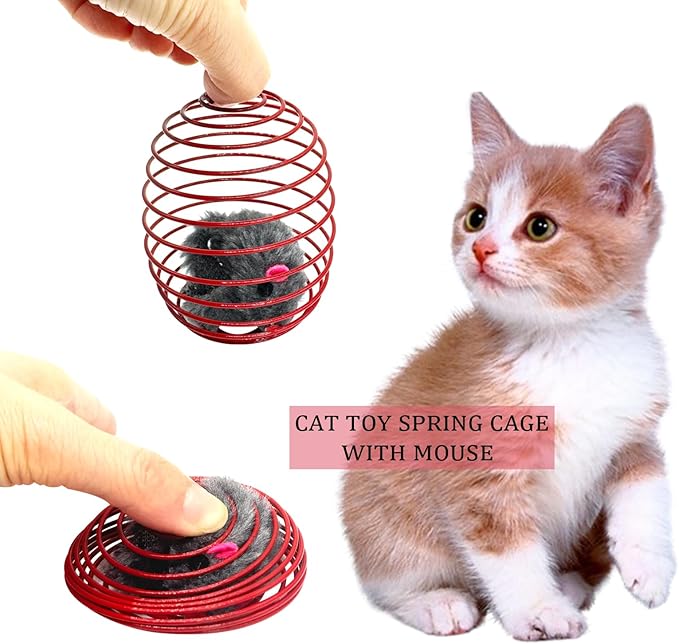 HerMia Colorful Cat Toys Bulk for Indoor Cats, 84 Pcs Interactive Kitten Toys Set, Cat Toy Cat Toy Bundle for Multiple Cats with Plush Balls Launcher & Teaser Wand, Includes Crinkle Balls, Springs