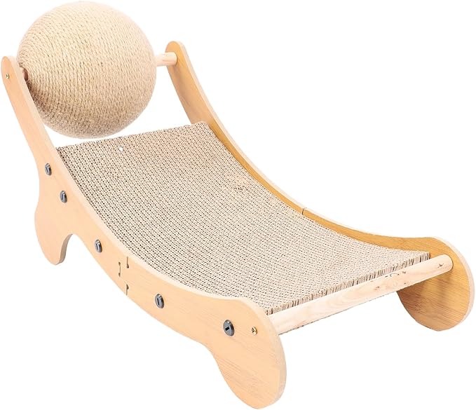 Focket Cat Scratcher Bed, Spacious Design for Large Cats Sisal Construction Protects Furniture, Cat Hammock with Toy Ball for Anxiety Relief Indoor Use