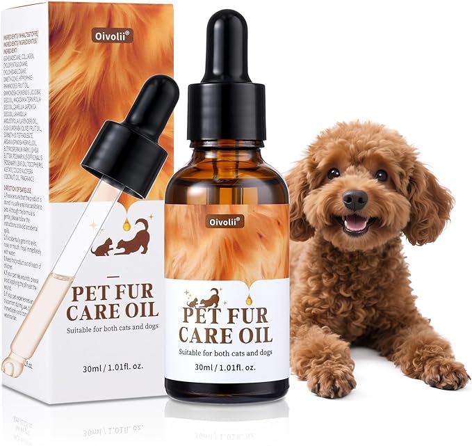 Pet Fur Care Oil Detangles, Reduces Shedding Leave-in Conditioner for Dogs & Cats – Strengthen, Moisturize & Restore Natural Luster to Your Pet’s Coat, 1.01 fl. Oz