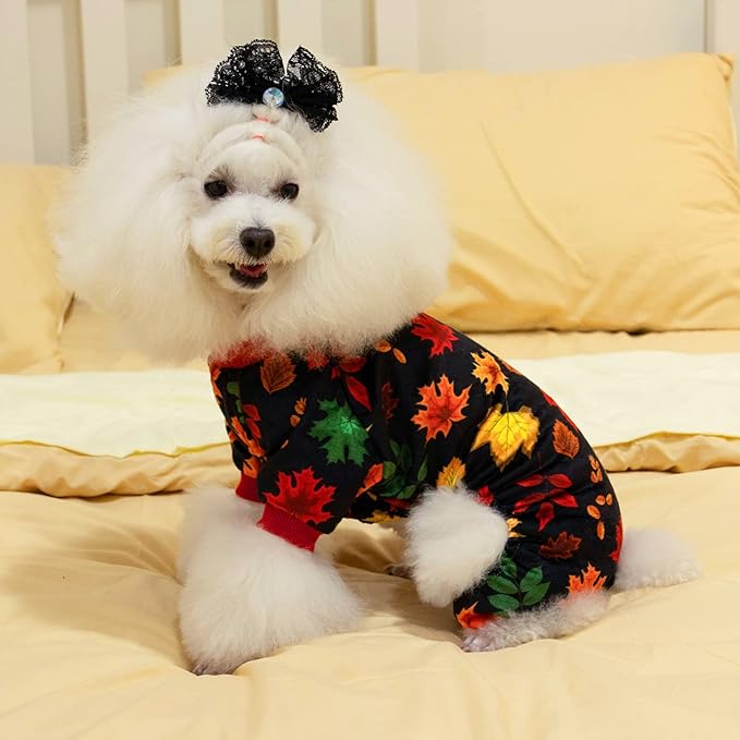 CuteBone Dog Halloween Pajamas Puppy Onesies Small Dogs Soft Pjs Coat Cat Apparel Comfy Pet Christmas Clothes Outfit Doggie Bodysuit P265L