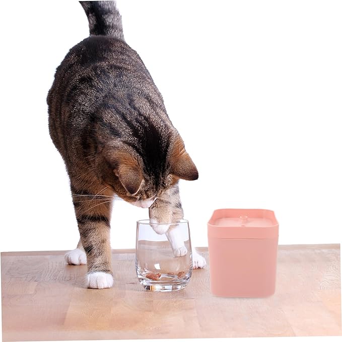 BESTonZON Automatic Cat Water Fountain Dispenser Pink USB Electric Feeder with Flower Shape Outlet Lightweight and Portable Pet Drinking Fountain for Cats and Dogs Easy to