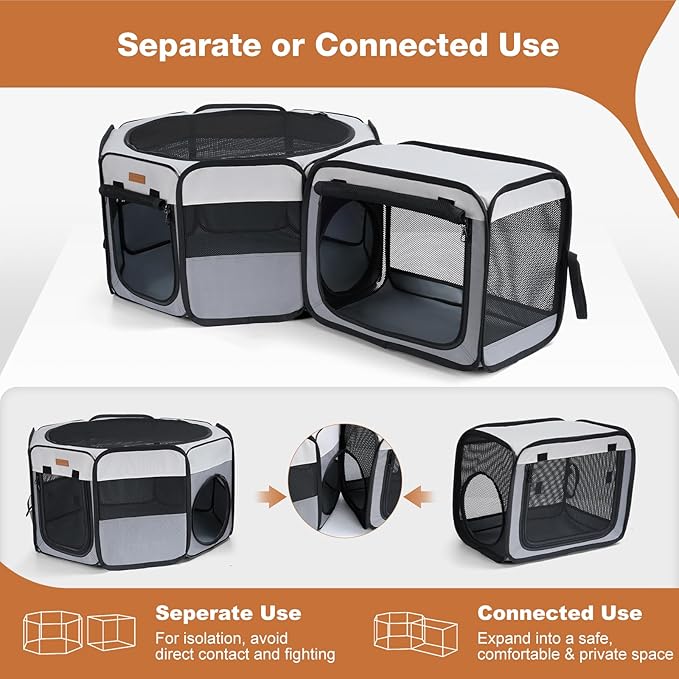 Want to Give Your Kittens & Puppies a Safe, Independent Space? Try Lekereise: 47"×16" Portable Cat Playpen, 2-in-1 Dog Playpen, Independently Usable, with a Carry Bag. Play Freely Anywhere!