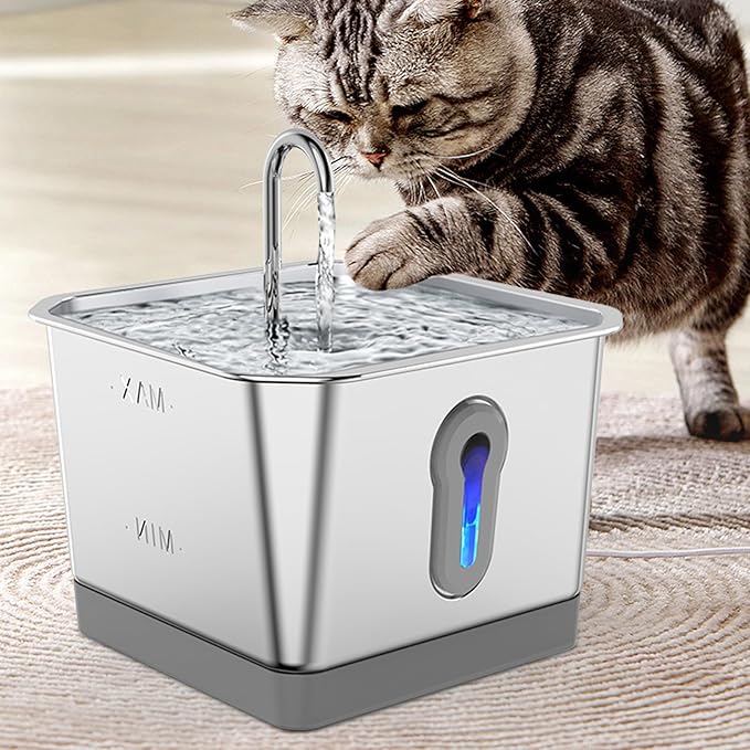 Cat Water Fountain,3.5L Stainless Steel Smart Automatic Water Circulation Pet Water Dispenser Pet Drinking Dispenser Inside Cat Drinking Fountain with App Alert for Home