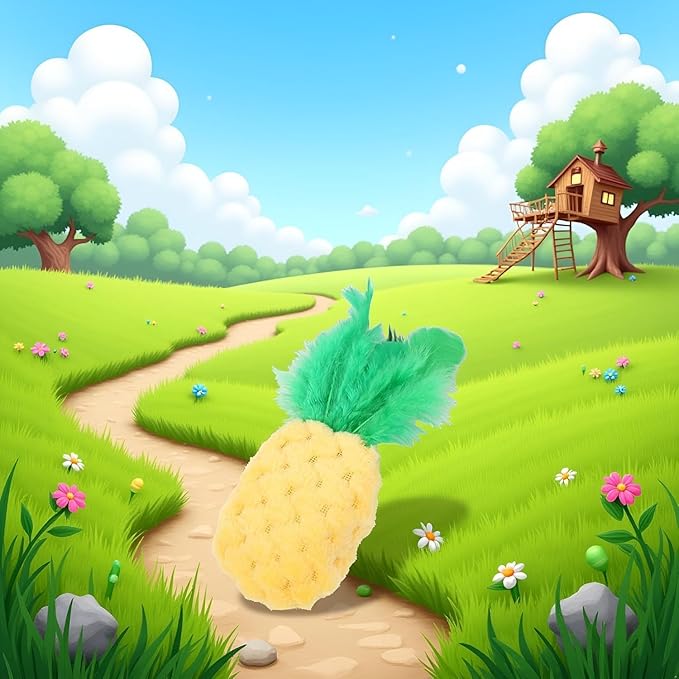 Yellow Pineapple Catnip Toy - Chew and Dental Cat Toys with Catnip, for Kittens, Adult Cats, Interactive Play and Stress Relief