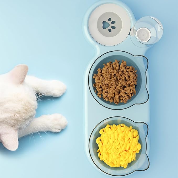 Multiple Purpose Cats and Dogs Double Bowl Automatic Water Feeding System Clear Visible Bowl and Travel