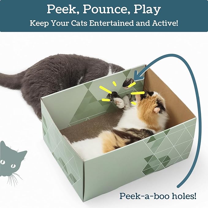 5609PETS Cat Scratching Box, Extra Large Refillable Double-Sided Scratch Pad, No-Mess Cat Scratcher for Indoor Cats