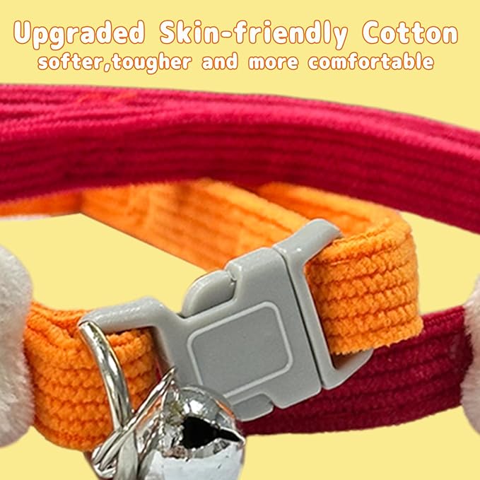Cat Collar Breakaway,Cat Collars for Girl Cats,Kitten Collar with Bell(2PCS,Red and Ogrange)