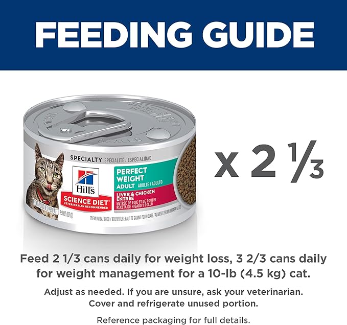 Hill's Science Diet Adult Perfect Weight Wet Cat Food, Liver & Chicken, 2.9 oz. Cans, 24-Pack