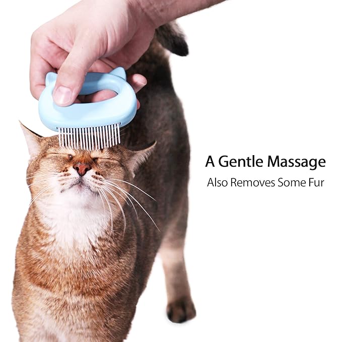 Cat Grooming Comb - Blue Massage Comb - Light Hair or Fur Removal Soft Dematting Detangling and Deshedding - Pet Shedding Remover Tool for Cats Dog Rabbit