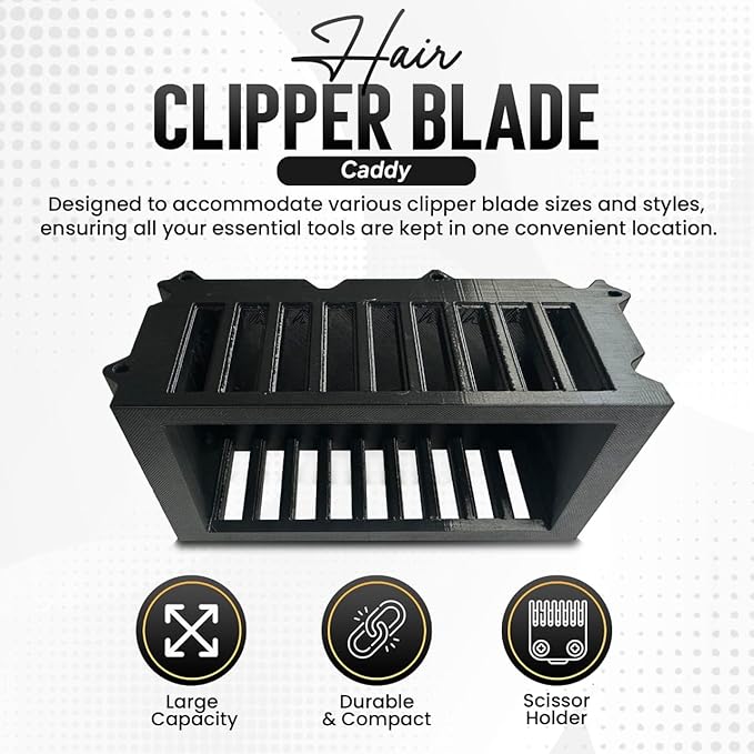Grooming Caddy - Portable Pet Grooming Tools Caddy, Pet Grooming Tool Holder, Shears, Clipper Blades Rack, Comb Holder - Black