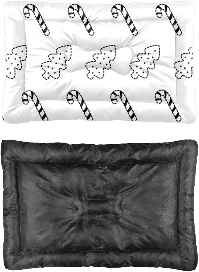 Christmas Tree Candy Cane Black Cat Pad Non Slip Waterproof Bottom Rectangle Cat Bed Chew Proof Pads Washable Dog Sofa Mat Multi Scenario Dog Friendly Furniture 36× 24 Inch