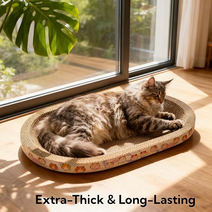 5 Pack Large Cat Scratcher Cardboard, Oval Cat Scratcher Bed Cat Scratch Pad Board Lounge Couch for Indoor Cats Bowl Shaped Cat Scratching Post Nest for Cats Grinding Claw Furniture Protector