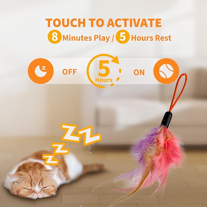 Interactive Cat Toys for Indoor Cats,Automatic Hanging Electric Cat Teaser,USB-Rechargeable,Enrichment Chase,Flying Bird Feather Mouse Wand,Safe Self Play for Bored Multi Cats Households