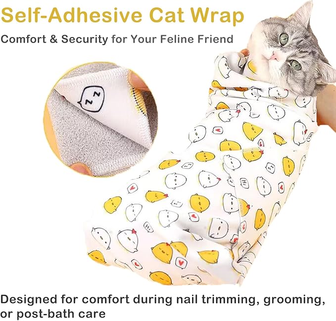 21.7'' Cat Grooming Wrap for Cutting Nails - Escape Proof Cats Restraint Wrap for Nail Clipping,Kitten Swaddle Wrap,Anti-Scratch & Anti-Bite,Easy Clipping & Care Pet Tool(M (up to 6 lbs)