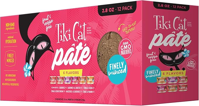 Tiki Cat Grill Pâté Wet Cat Food, Variety Pack, 2.8 oz. Cans (12 Count)