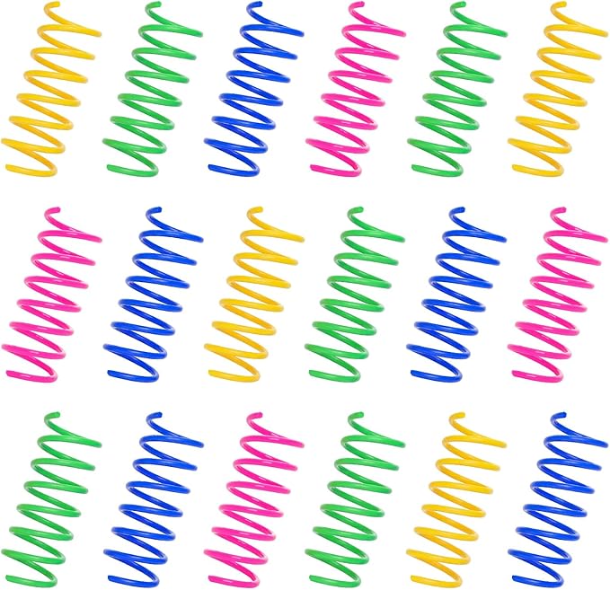120 Pack Colorful Cat Springs Toys Pet Wide Cat Plastic Coil Spiral Springs for Cat Kitten Pets Swatting Biting Hunting Active Play