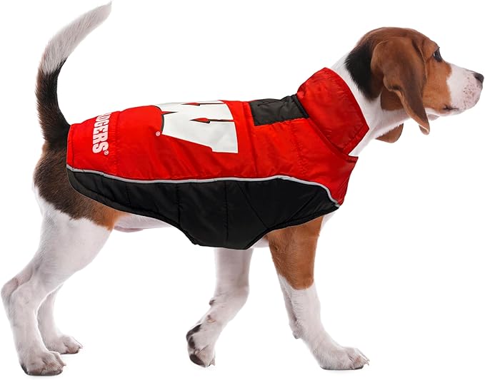 Pets First Collegiate Wisconsin Badgers Puffer Vest for Dogs & Cats. Size Small. Warm, Cozy, and Waterproof Dog Coat, for Small and Large Dogs/Cats.