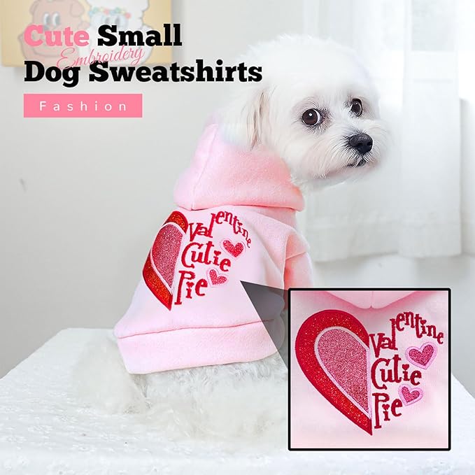 ABRRLO Small Dog Hoodie Clothes Cute Pink Fleece Dog Sweater for Small Dogs Cats Girl Warm Puppy Sweatshirt with Leash D Ring Fall Winter XS Pet Outfits Chihuahua Yorkie Shihtzu Clothing(Cutie Pie,XS)