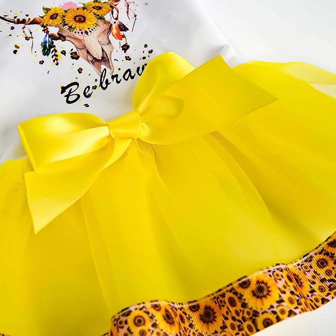 Sunflower Lace Dog Dress - Cute Tutu Outfit for Small Medium Dogs and Cats - Yellow, XS, Sunflower Yellow