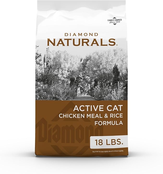 Diamond Naturals Active Cat Adult Dry Cat Food Chicken Protein Formula from Cage-Free Chicken with Superfoods, Probiotics, Antioxidants and Essential Nutrients 18lb