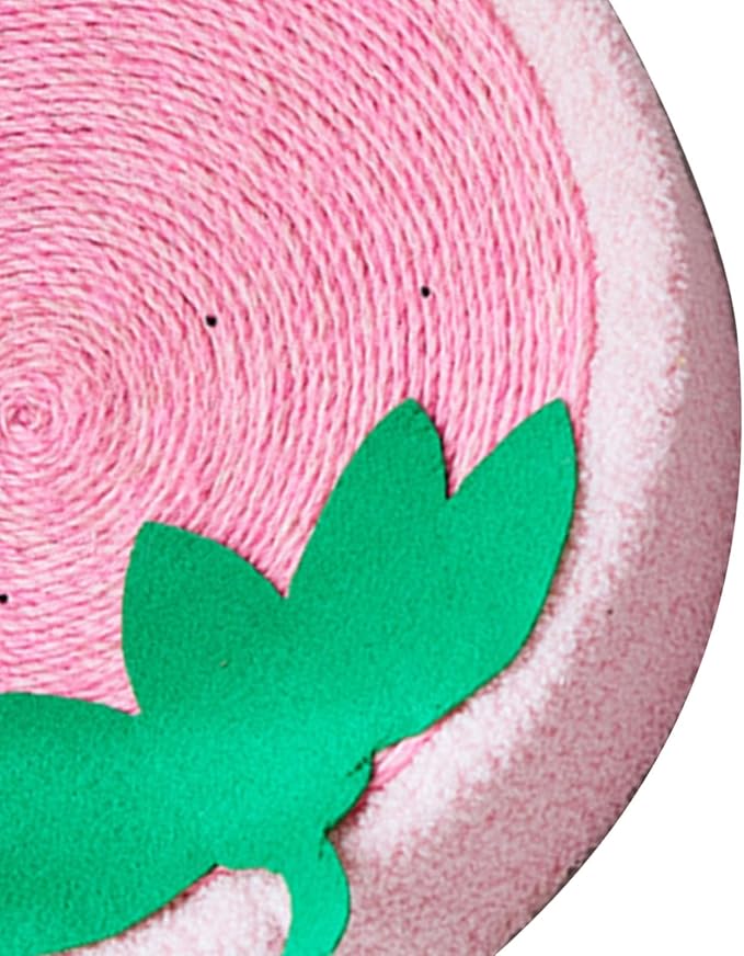 Cat Scratcher Bed Round Sisal Cat Scratcher Cardboard Cat Scratcher Lounge Bed Cat Scratcher Bowl Nest with Cartoon Pattern for Couch Carpets Sofas Protector (Strawberry)