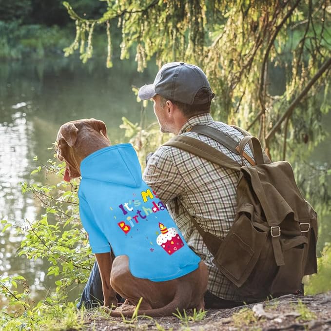 Dog Sweater Dog Hoodie Cold Weather Coat Hooded Sweatshirt for Puppies,Cats, Small Medium Large Dogs (Blue(It's My Birthday), XX-Large)