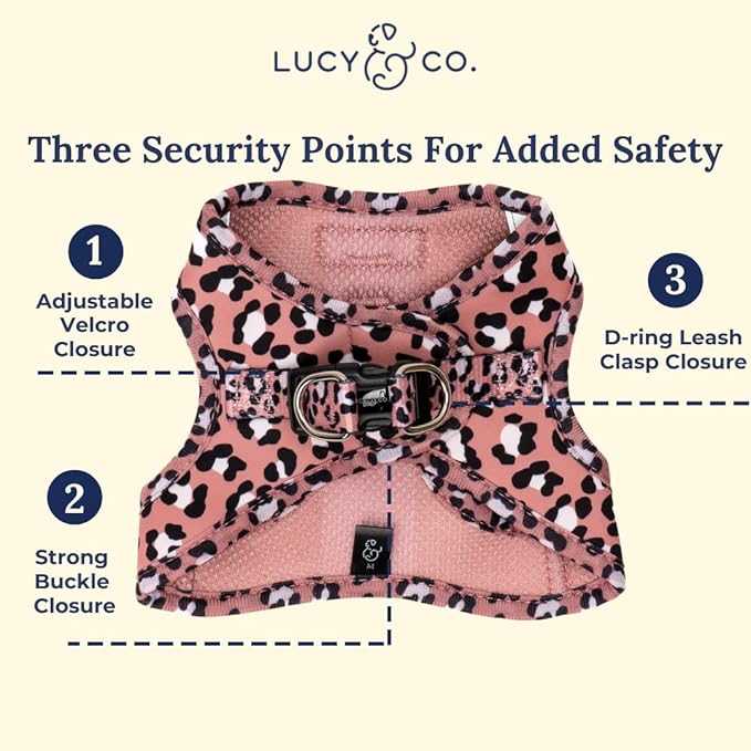 Lucy & Co. Wild Side Step-in Cat Harness & Leash Bundle – Reflective, Breathable & Adjustable Harness for Cats, Kittens & Small Dogs, Lightweight & Secure and Dual Leash Clips – X-Small