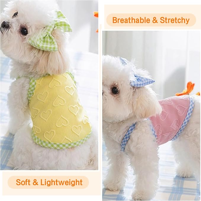 Dog Summer Clothes Puppy Heart Vest Shirt Breathable Pet Sleeveless Tank Top for Small Medium Dog Cat (Pink, Large)