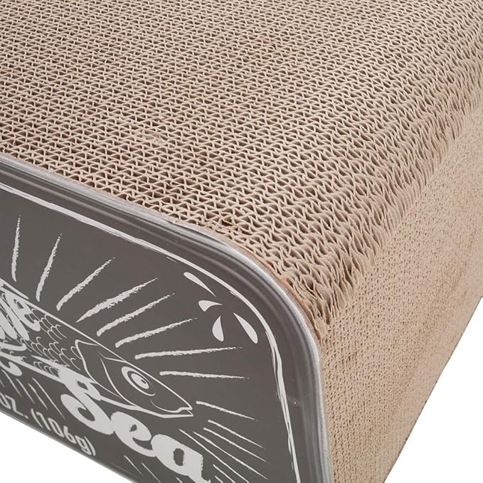 SARDINE - Cardboard Cat Scratcher - 60 x 30x 30 cm - White, Black and Pink - Color: Black