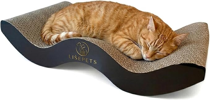 Cat Scratcher Cardboard Lounge Bed for Indoor Cats – Large Curved Cat Scratch Pad, Reversible Durable Honeycomb Design, Cat Scratching Board for Furniture Protection