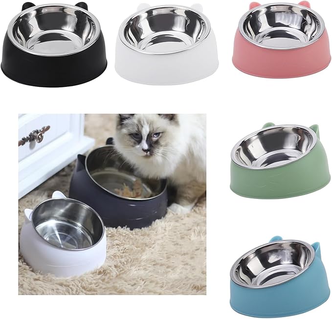 Relief Neck Pressure Cat Feeding Bowl Space Saving Neck Protected Eating Watering Bowl for Feeding