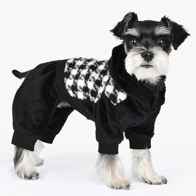 Puppia Cagnie Winter Jumpsuit Warm Cozy Fashionable for Small Dogs, Black, Large
