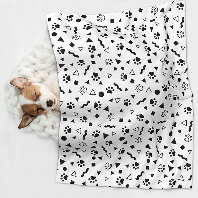 Pet Blanket,Warming Ultra Soft Warming Mat for Indoor Pet Beds & Furniture Reversible Blanket Machine Washable 27.6 * 19.7Inch,Animal Footprints Pattern