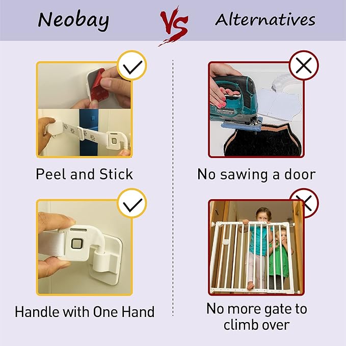 Adjustable Door Strap and Latch, Damage-Free Cat Door Latch to Keep Large Dog Out of Litter Box, Economical Alternative of Pet Gates, Basic 1 Pack