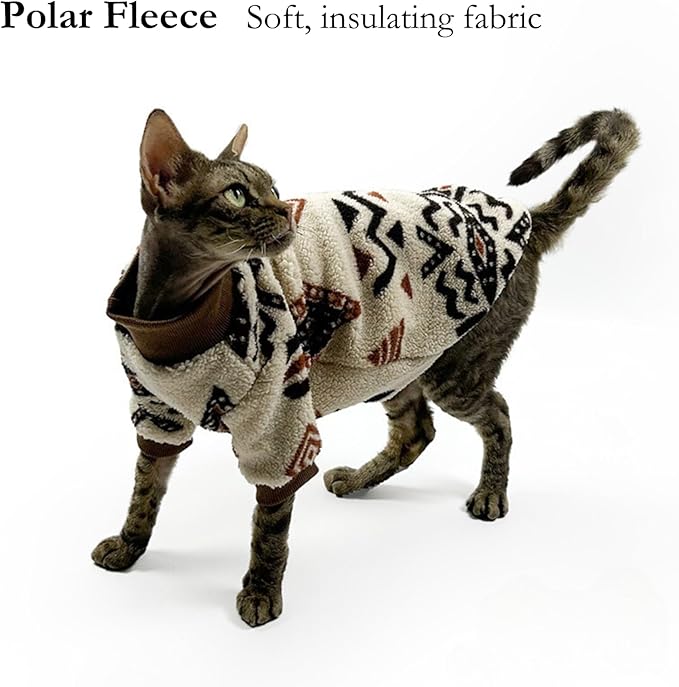 Cat Festive Sweater Pullover, Classic Soft Warm Christmas Clothes for Hairless Sphynx, Devon & All Indoor Kittens (Red,2XL)